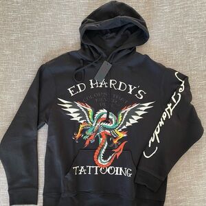 Ed Hardy Black Graphic Hoodie
